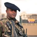 Illustration featuring French soldier for article on cybersecurity in France.