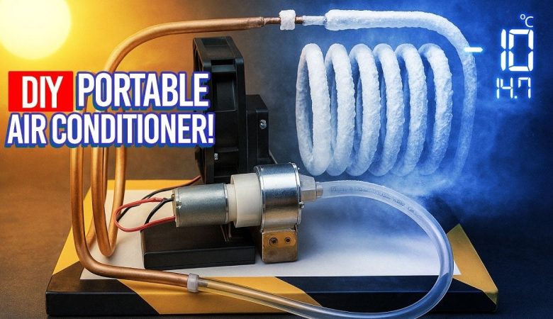 DIY air conditioner made with copper tubing for efficient cooling