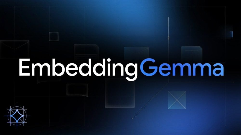 Illustration of EmbeddingGemma enabling AI tasks on smartphones without the cloud