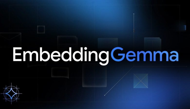 Illustration of EmbeddingGemma enabling AI tasks on smartphones without the cloud