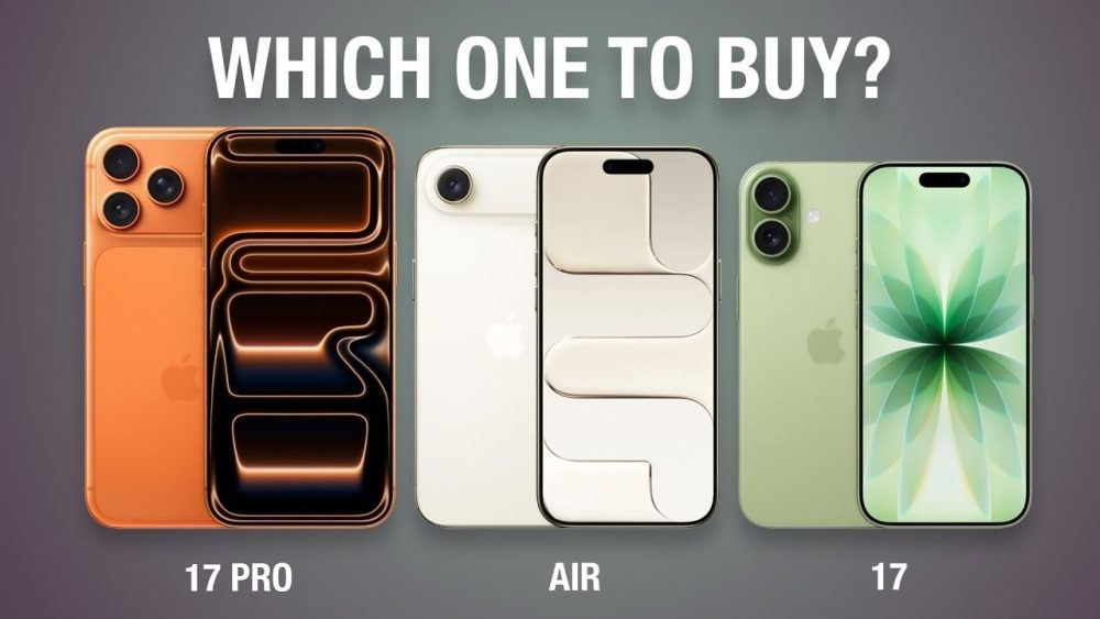 Comparison of iPhone 17, iPhone Air, and iPhone 17 Pro models