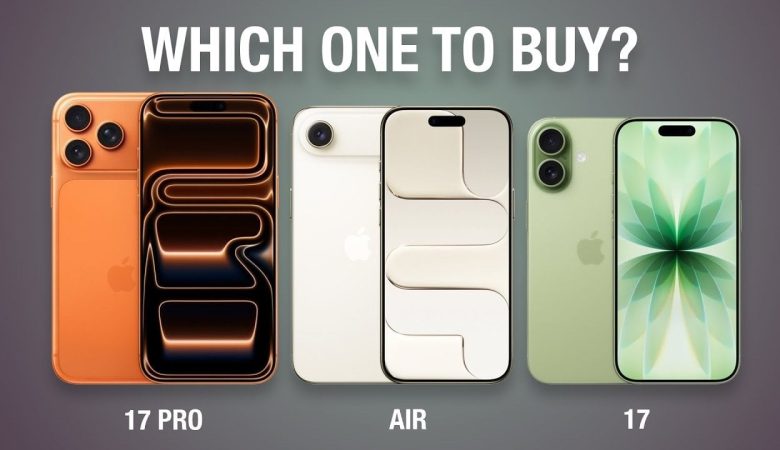 Comparison of iPhone 17, iPhone Air, and iPhone 17 Pro models