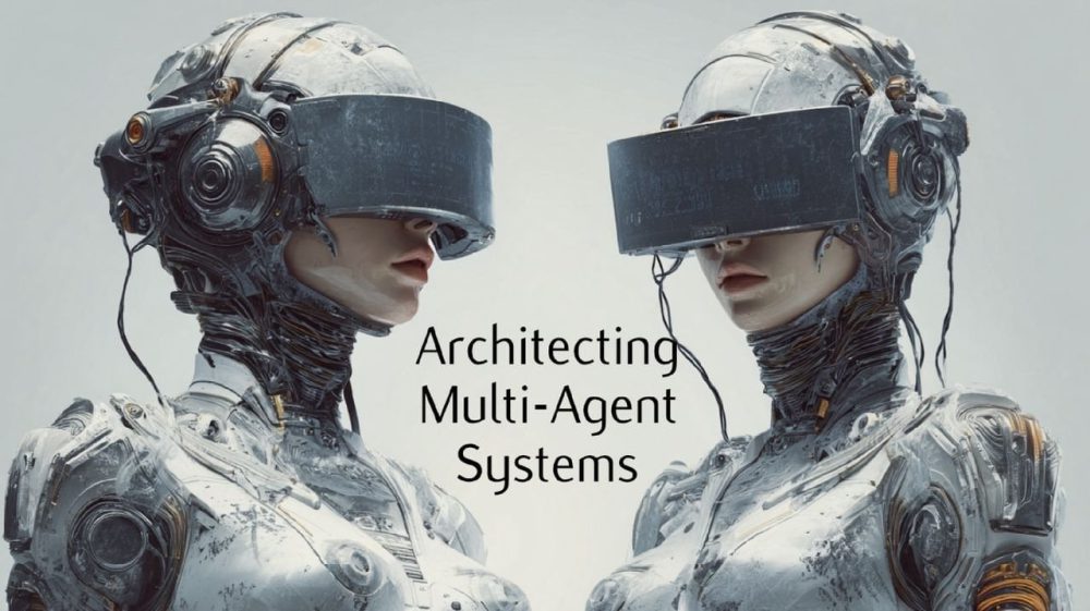 Illustration of multi-agent AI systems collaborating with humans