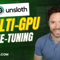 A multi-GPU setup accelerating AI model training performance