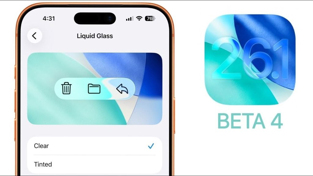 Liquid Glass toggle feature in iOS 26.1 Beta 4 for enhanced display customization