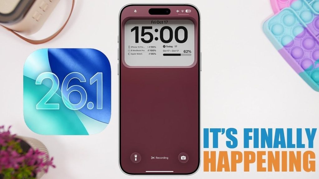 iOS 26.1 update showcasing new features and smoother animations