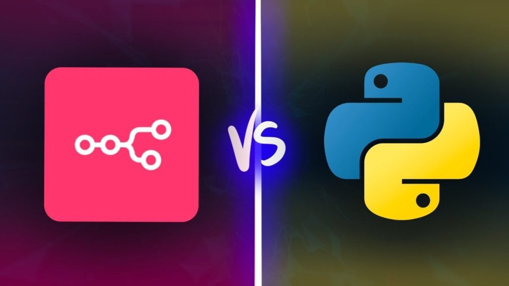 Comparison of n8n’s visual platform and Python’s programming capabilities for AI development